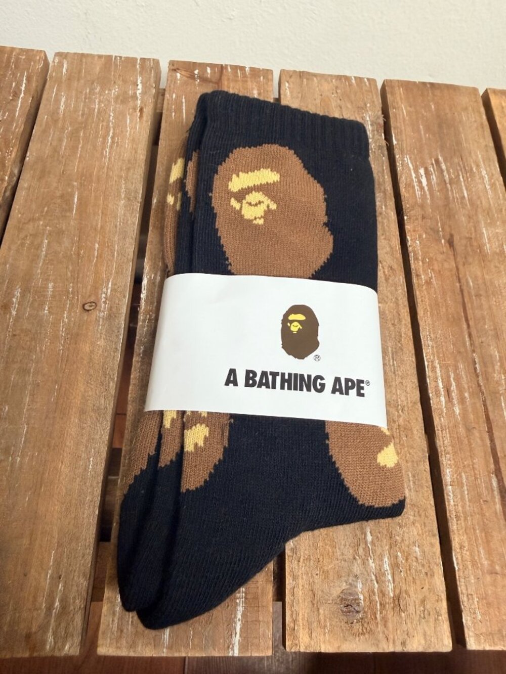 BAPE A Bathing Ape Big Ape Head Pattern Black Brown Socks